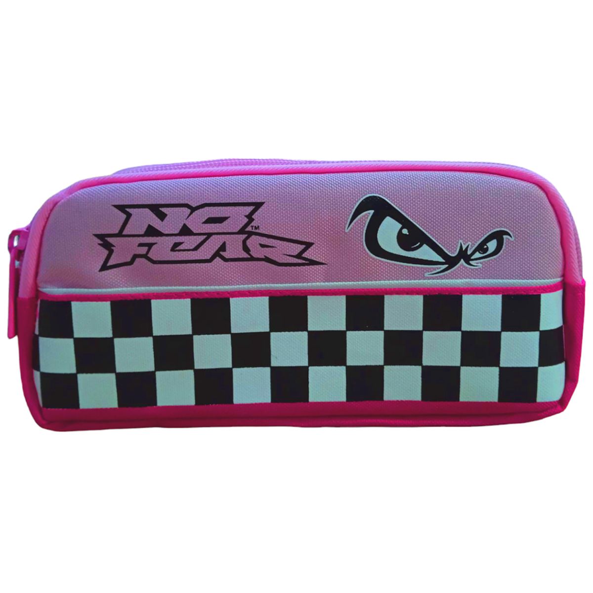 NO FEAR KALEM ÇANTASI 03624 PEMBE DAMALI ÇİFT BÖLMELİ 1