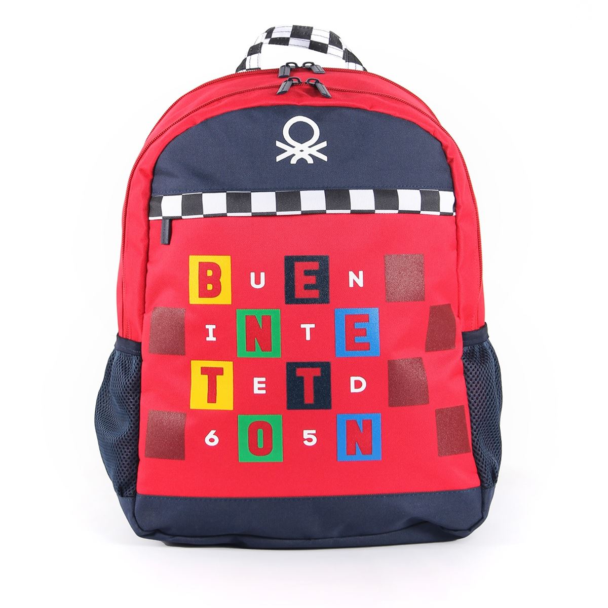 UNİTED COLORS OF BENETTON OKUL ÇANTASI 03766 KIRMIZI LACİVERT ÜÇ BÖLMELİ 1