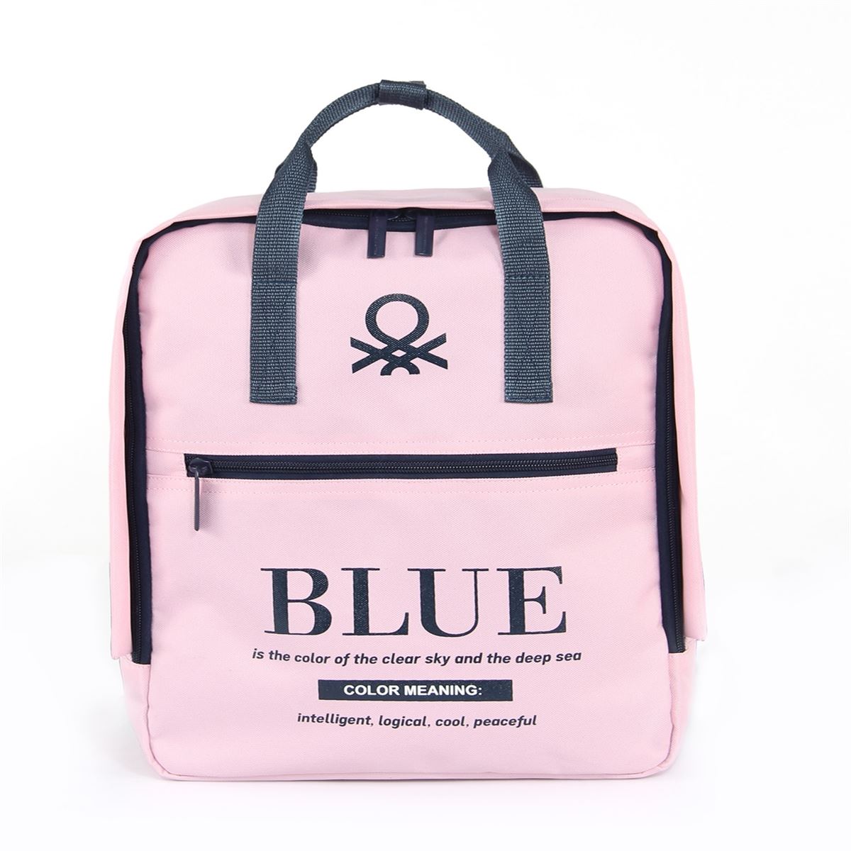 UNİTED COLORS OF BENETTON OKUL ÇANTASI 03802 PEMBE LACİVERT ÇİFT BÖLMELİ 1