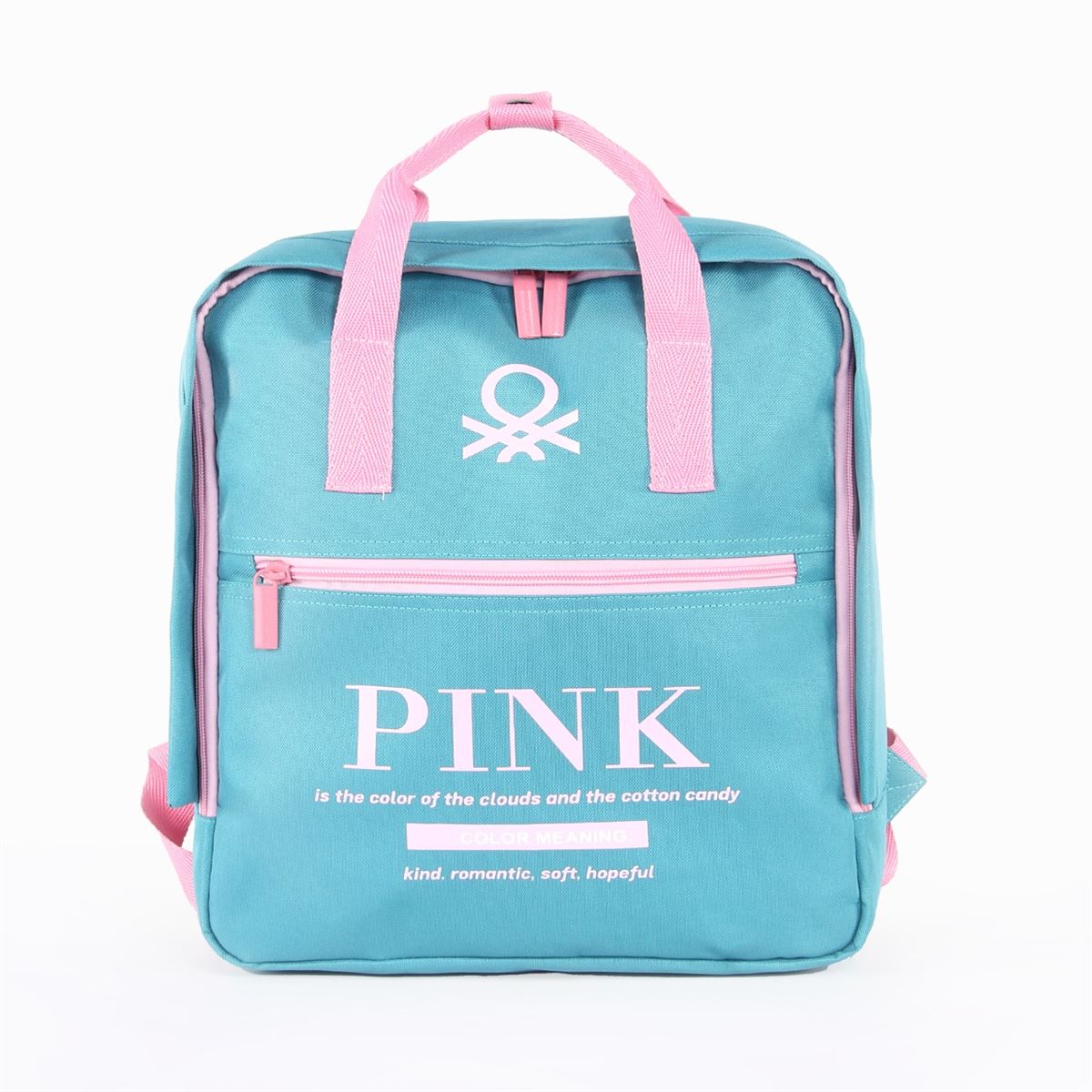 UNİTED COLORS OF BENETTON OKUL ÇANTASI 03810 MAVİ PEMBE ÇİFT BÖLMELİ 1