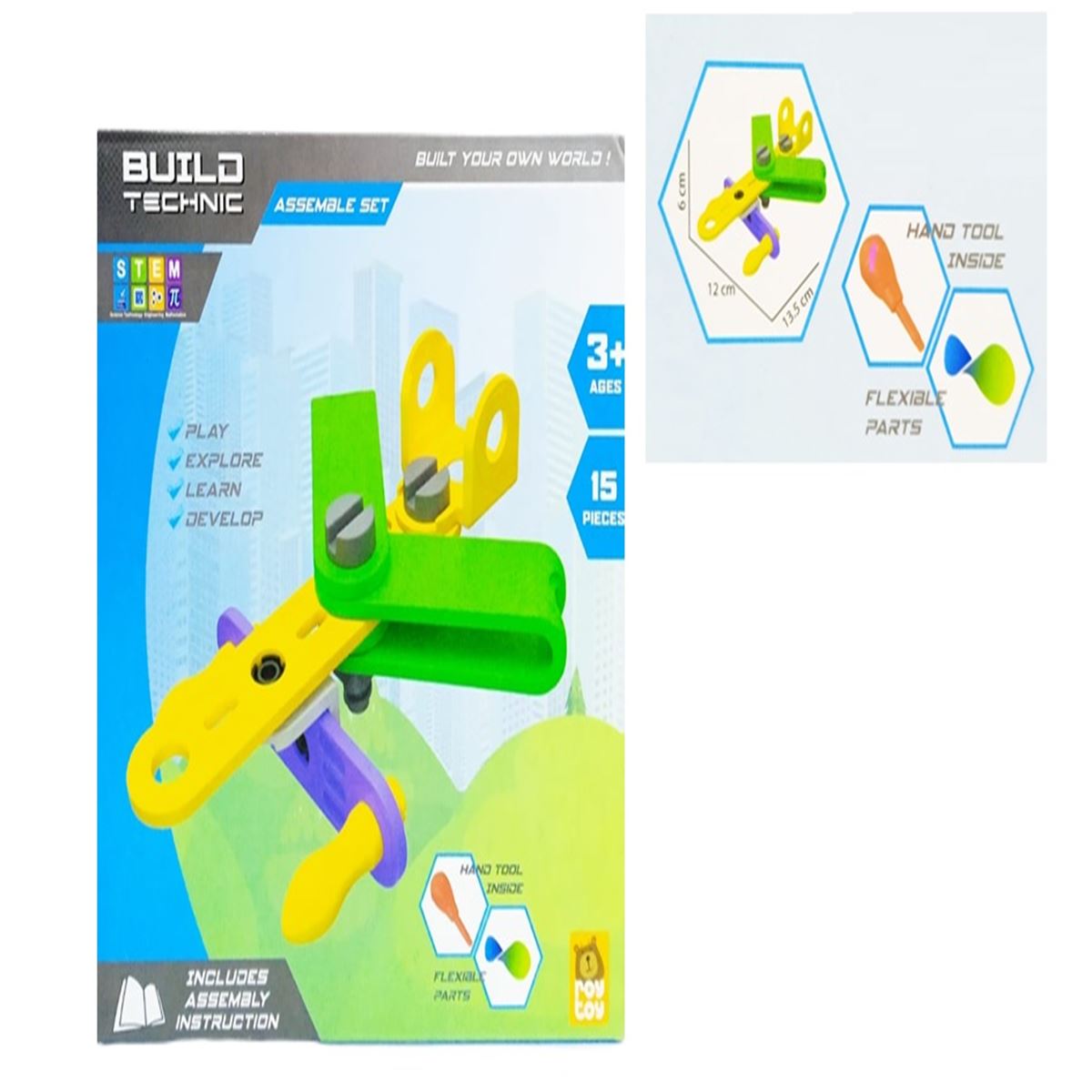 ROY TOY BUİLD TECHNİC 4100101-2 YAB BOZ 15 PARÇA 3+ 1