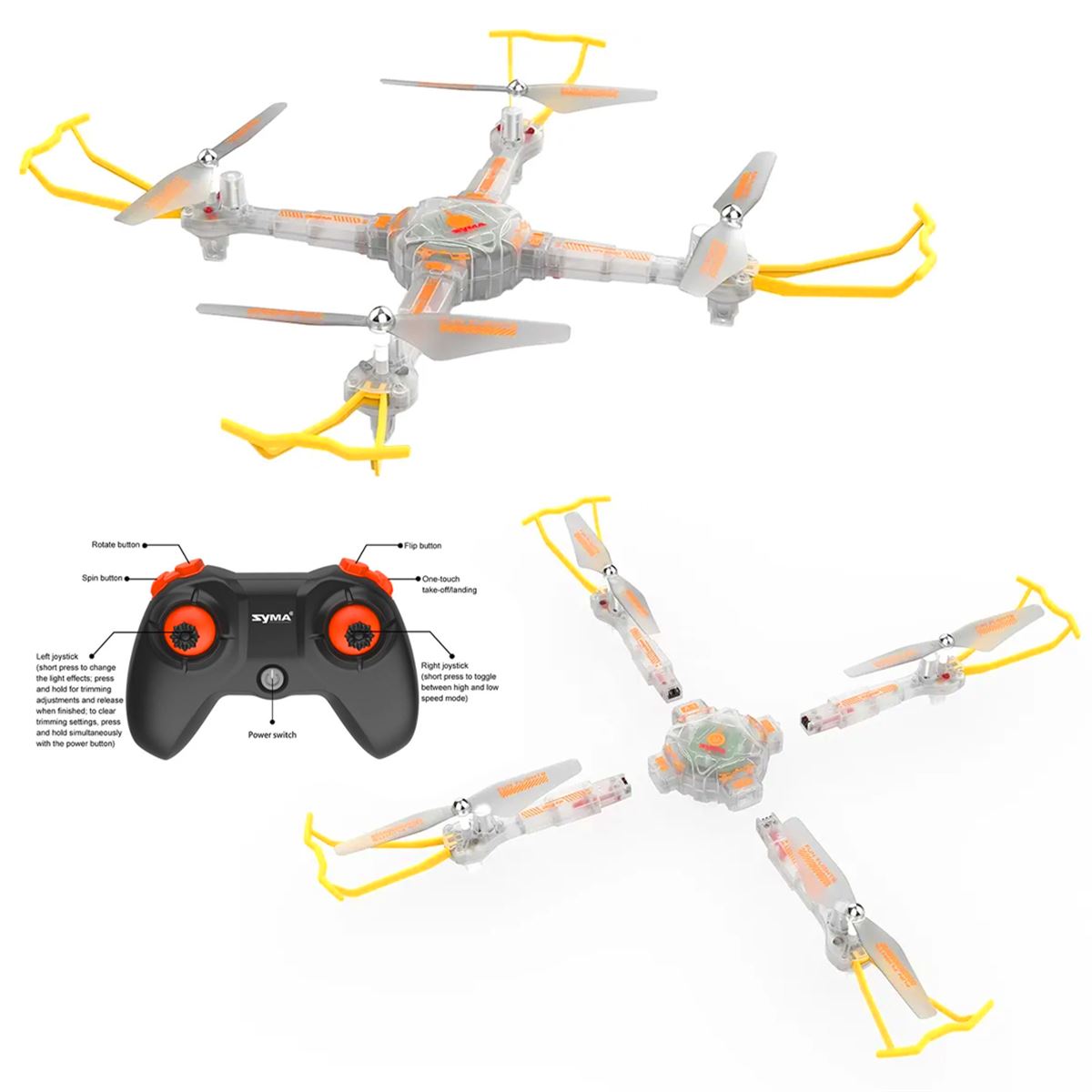 SYMA DRONE X33 KUMANDALI 4 ROTORLU  IŞIKLI 6 AXİS 2.4GHZ 8+ 1