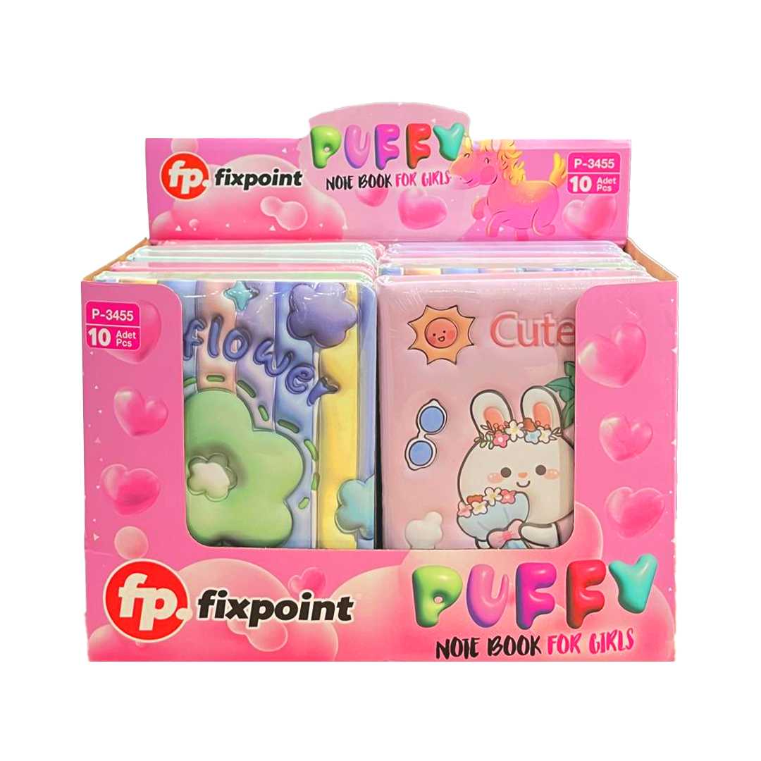 FİXPOİNT NOT DEFTERİ P-3455 DİKİŞLİ PUFFY KAPAK 13x18 KIZ MODEL 96 YP ÇİZGİLİ 1