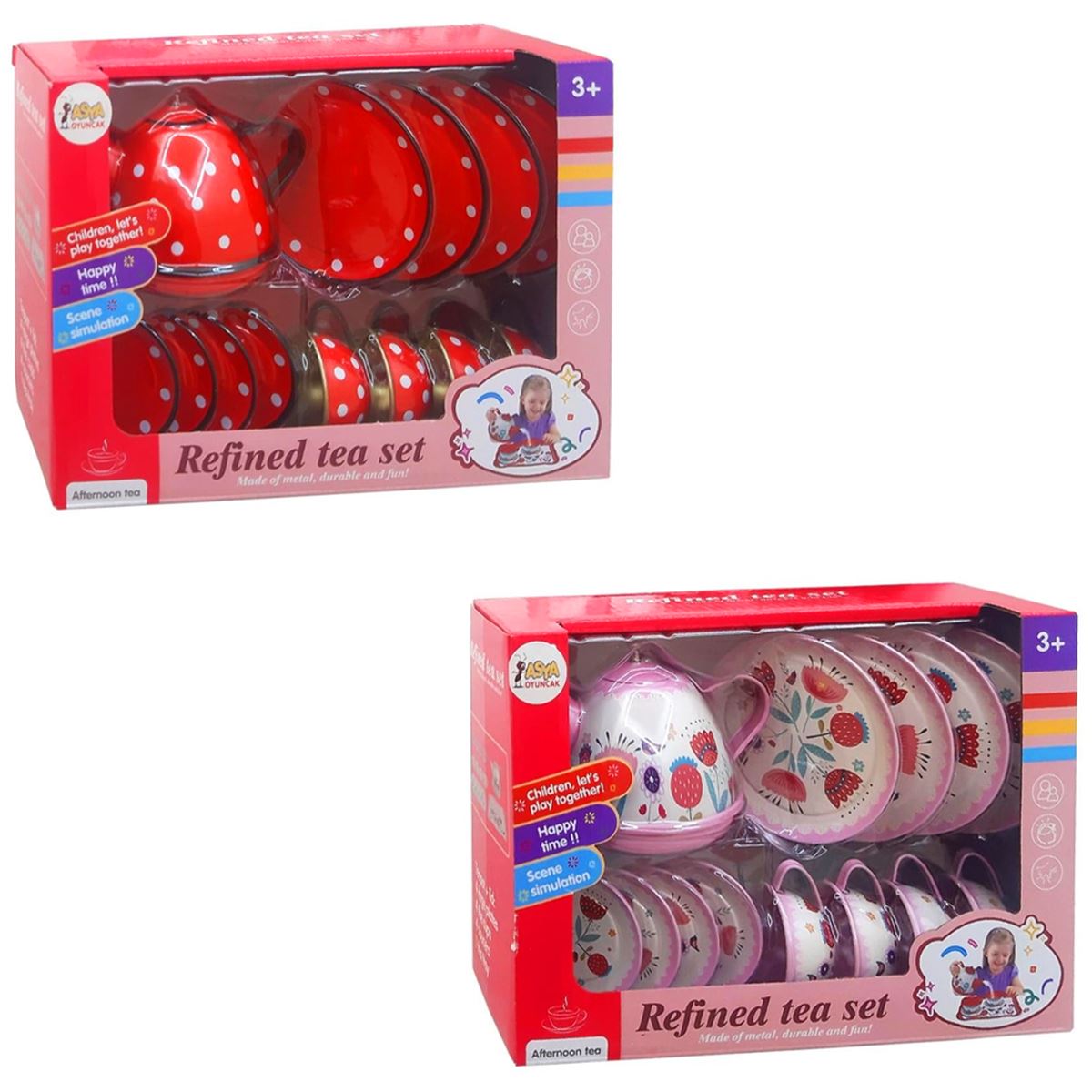 ASYA METAL ÇAY SETİ 966-D32/D27 KUTULU 15 PARÇA 3+ 1