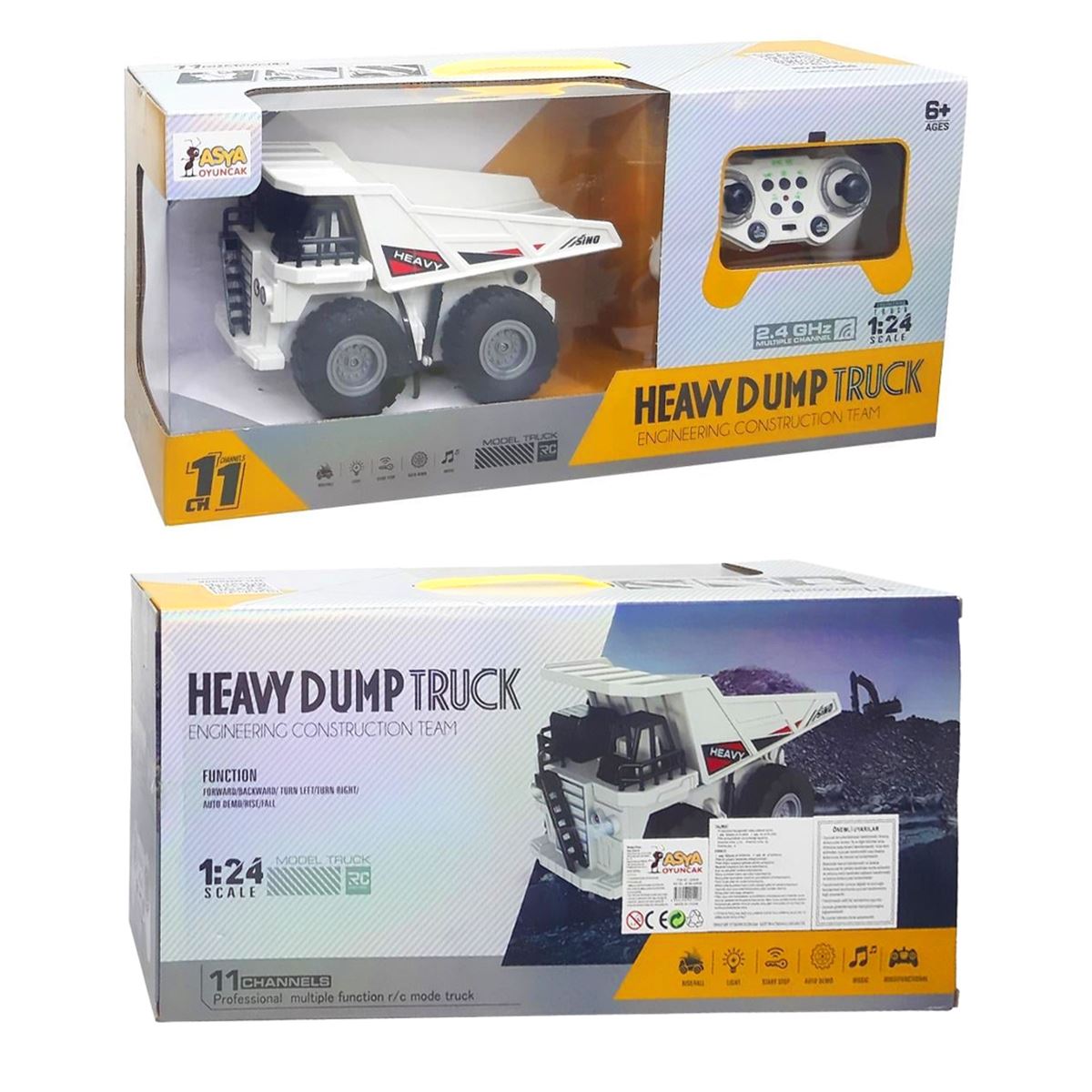 ASYA KUMANDALI KAMYON QH9008 2.4 GHZ 11 CH 1:24 SCALE SESLİ IŞIKLI ŞARJLI 6+ 1