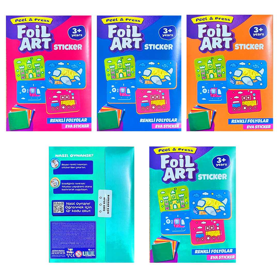 FOİL ART PEEL PRESS STİCKER RENKLİ FOLYOLAR METALİZE ÇIKARTMA SANATI 3+ 1