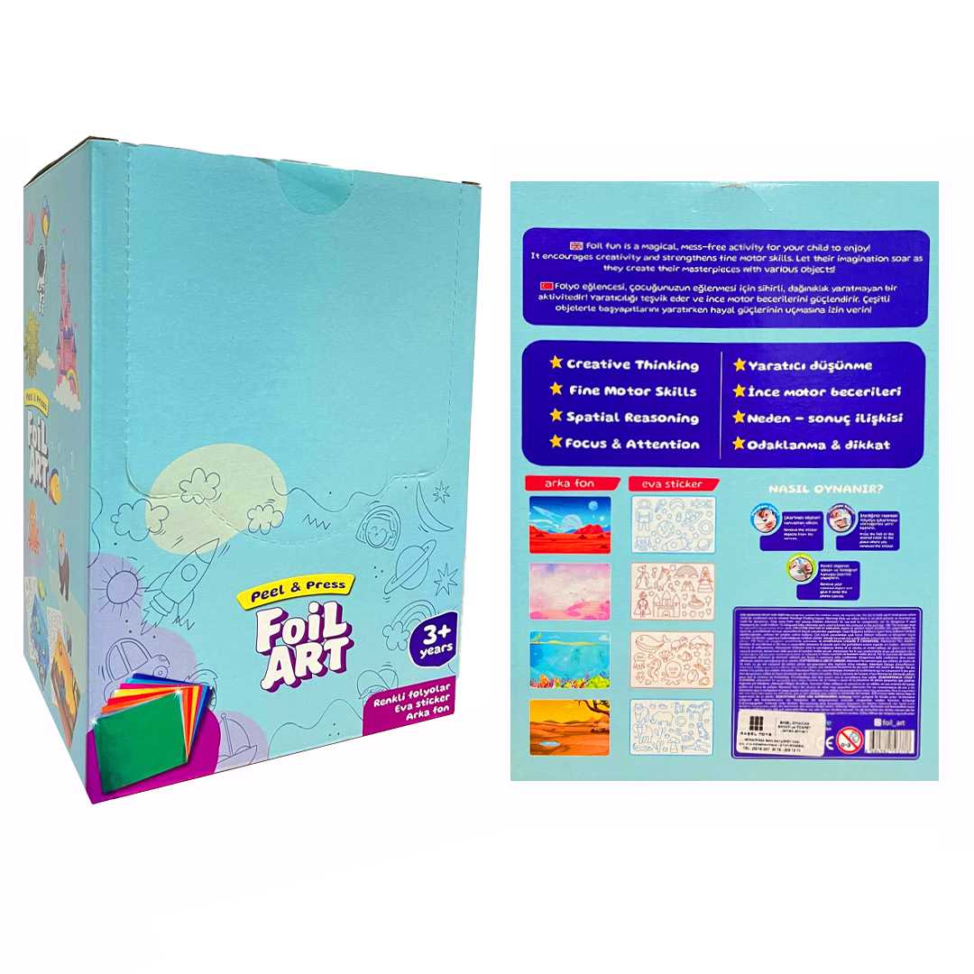 FOİL ART PEEL PRESS RENKLİ FOLYOLAR METALİZE ÇIKARTMA SANATI 24 LÜ 3+ 1