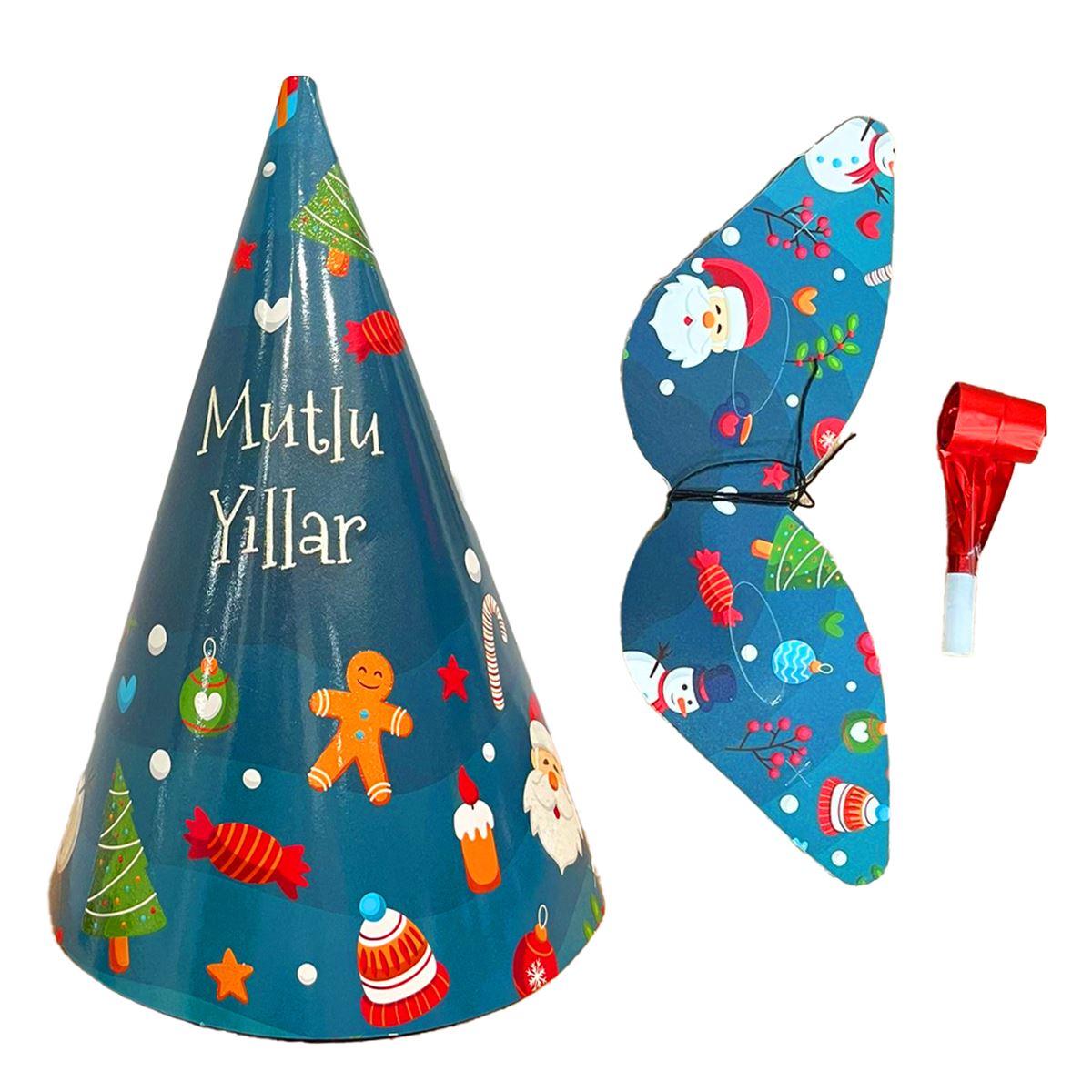 LAÇO YILBAŞI ŞAPKASI-GÖZLÜK-KAYNANA DİLİ LC0156 KATYON SET 3 LÜ 1