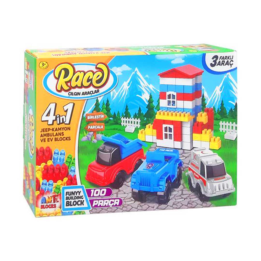 ASYA ANT BLOCKS ANT011 RACE ÇILGIN ARAÇLAR 4İN1 CİTY SET 100 PARÇA  3+ 1