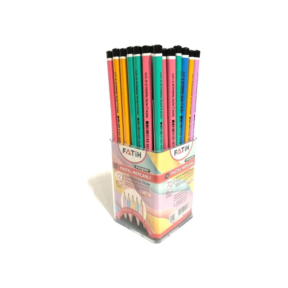 FATİH KURŞUN KALEM ÜÇGEN MERCANLI PASTEL 72 Lİ 12070 1