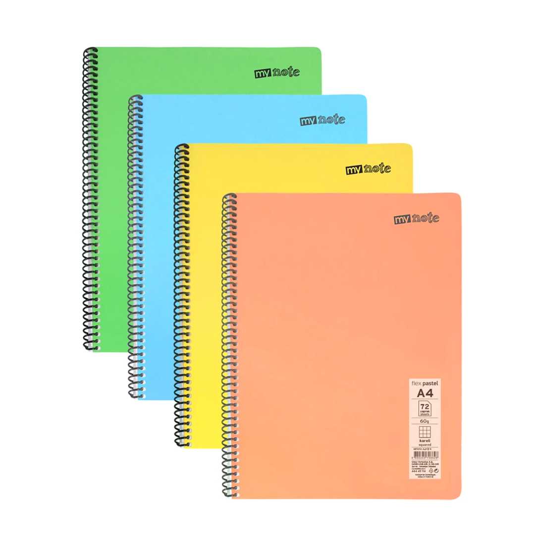 FLEX PASTEL DEFTER A4 PP KAPAK SPİRALLİ 72 YP DÜZ 12 Lİ MFXPA-A472-ÇZ 1