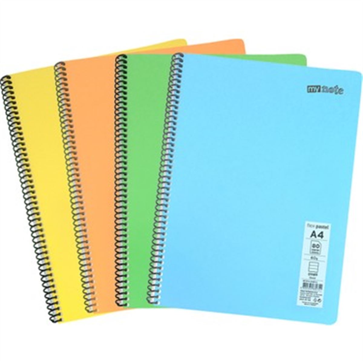 FLEX PASTEL DEFTER A4 PP KAPAK SPİRALLİ 96 YP KARELİ 12 Lİ MFXPA-A496-K 1