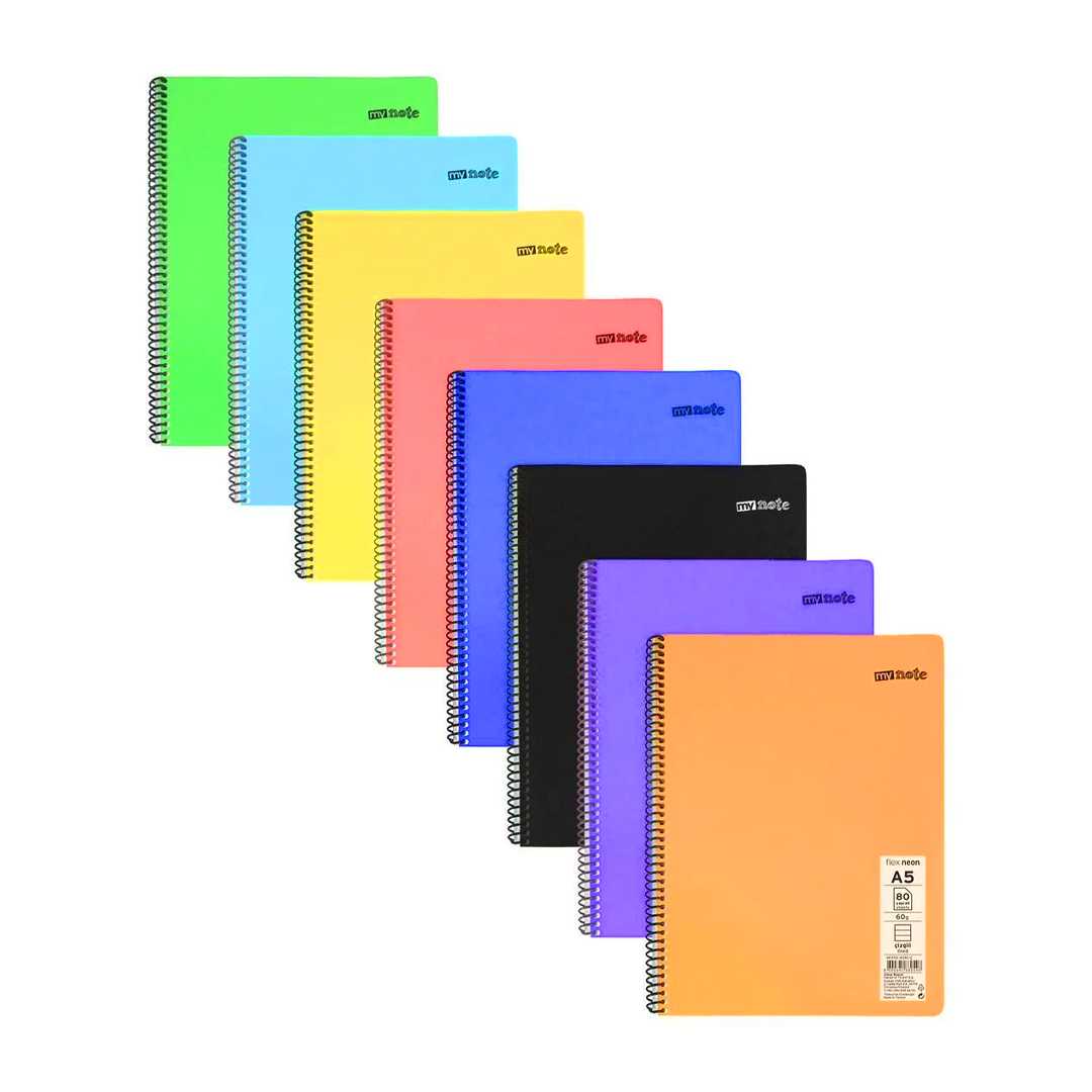 FLEX NEON DEFTER A5 PP KAPAK SPİRALLİ 40 YP ÇİZGİLİ 12 Lİ MFXNE-A540-Ç 1