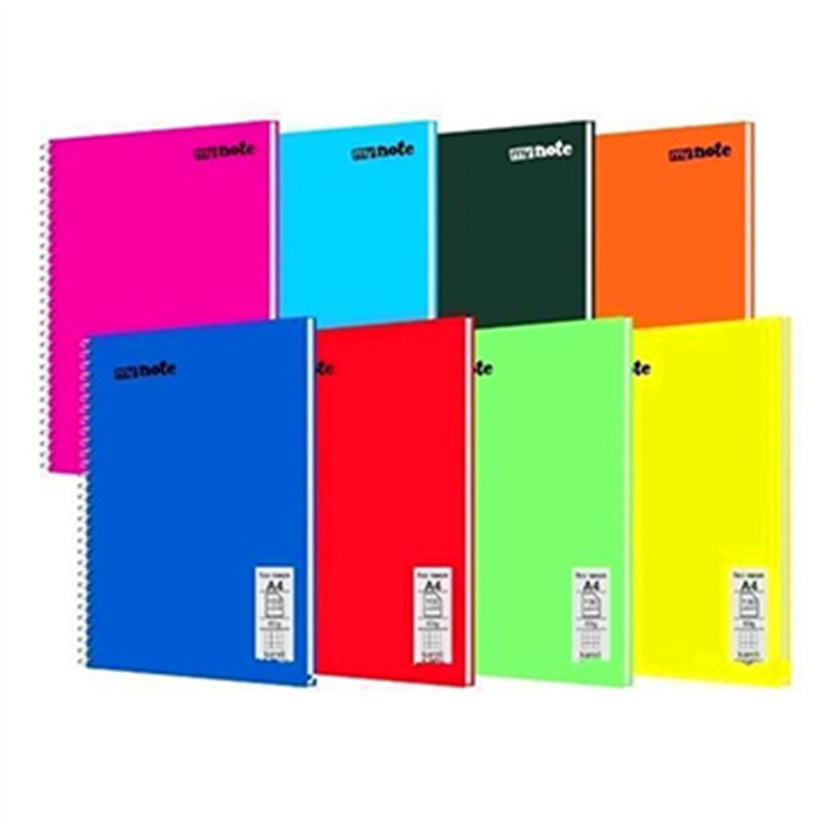 FLEX NEON DEFTER A4 PP KAPAK SPİRALLİ 96 YP KARELİ 12 Lİ MFXNE-A496-K 1