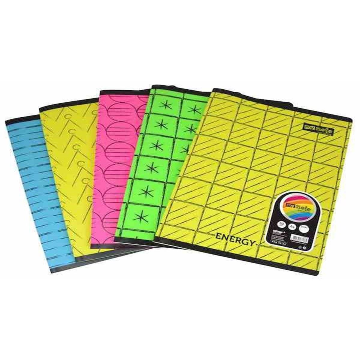 TEXT NEON DEFTER A5 PP KAPAK DİKİŞLİ 60 YP KARELİ 12 Lİ MYN4102-K 1