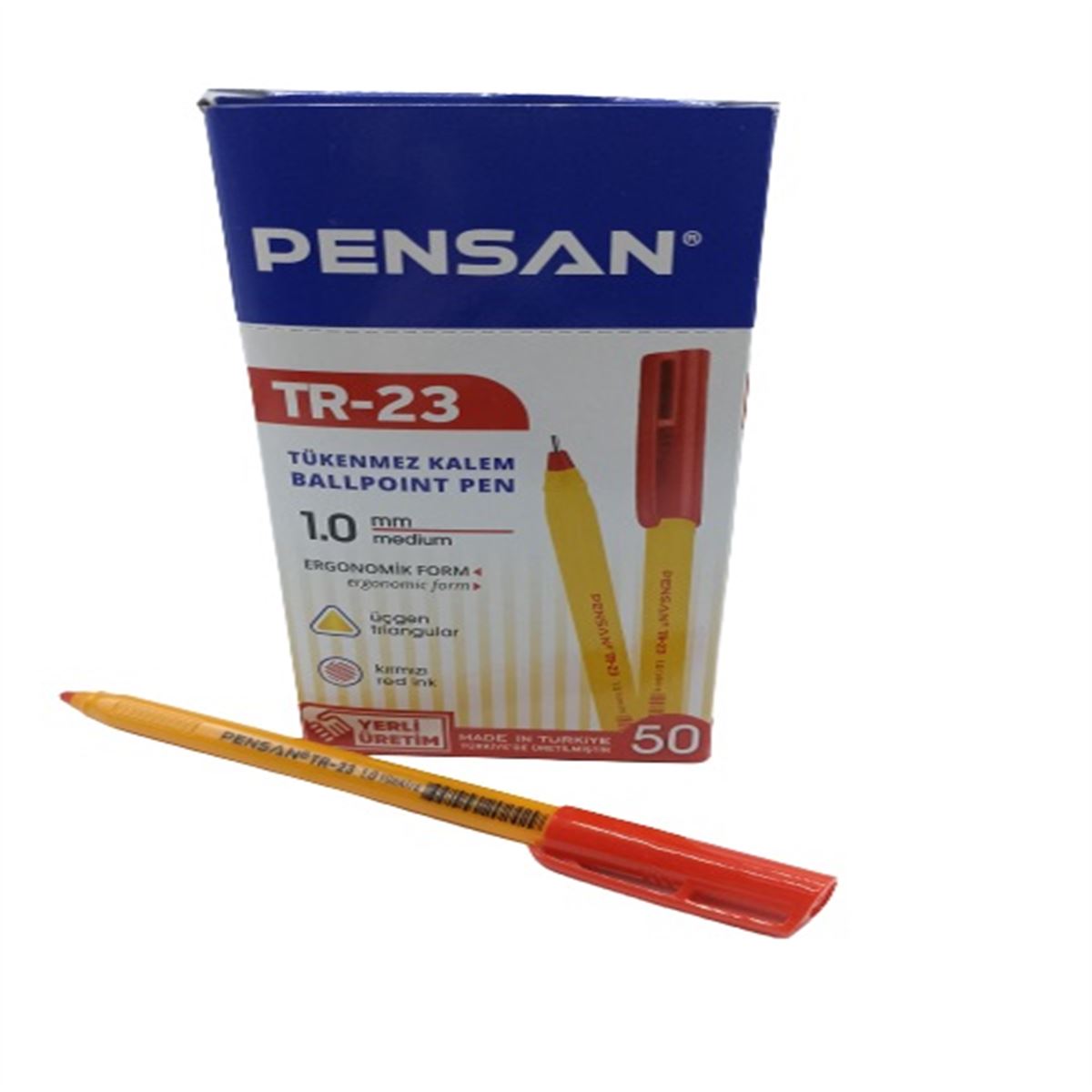 PENSAN TÜKENMEZ KALEM ÜÇGEN KIRMIZI 1.0 50 Lİ TR-23 1