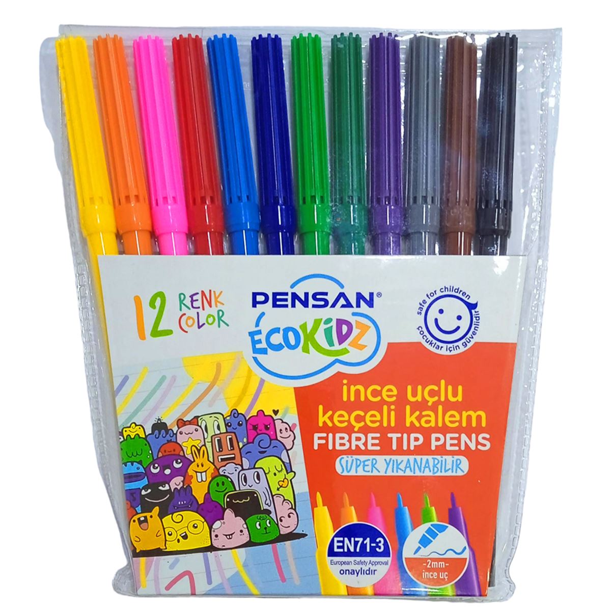 PENSAN KİDZ KEÇELİ KALEM İNCE UÇ 12 RENK 5000 YIKANABİLİR 1