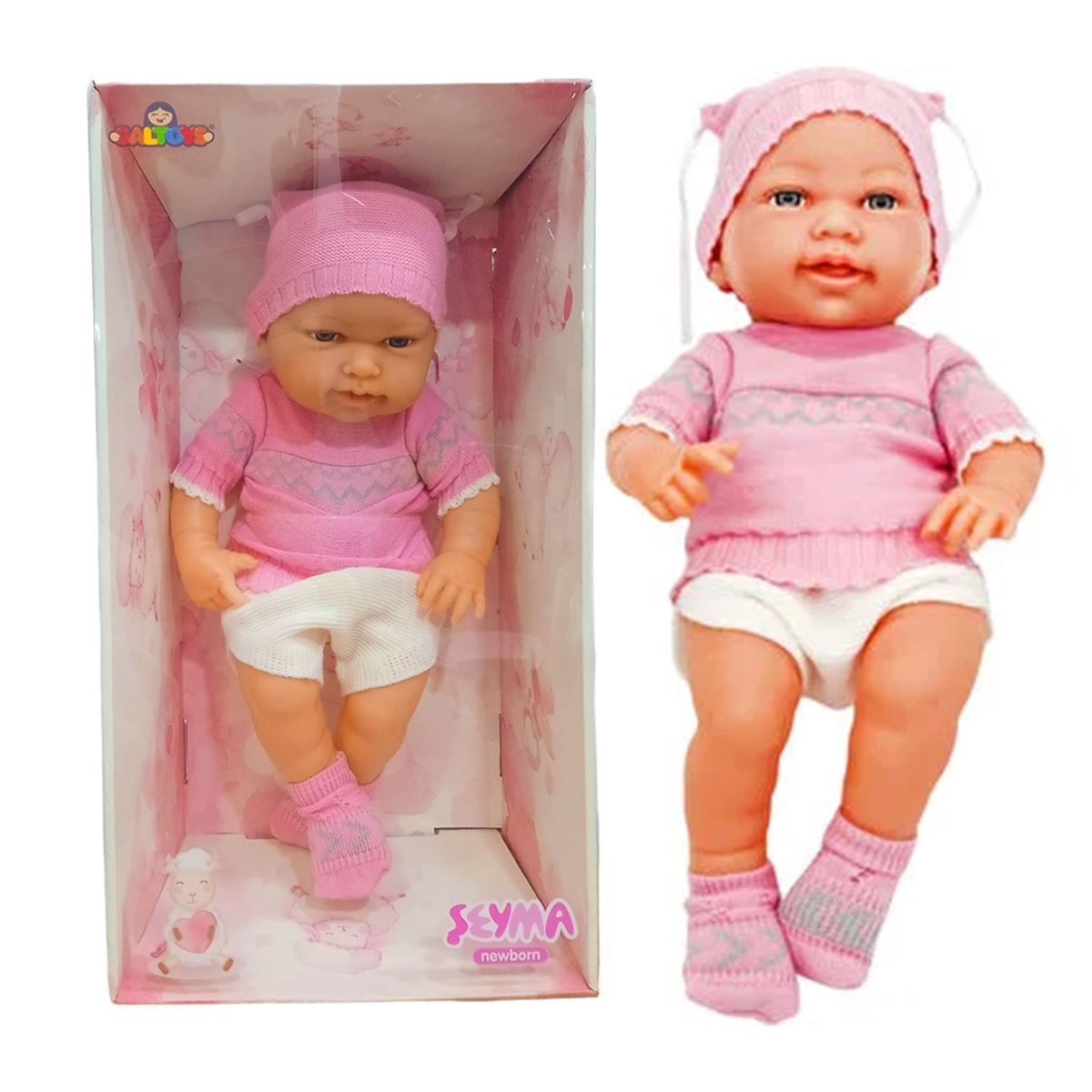 GALTOYS ŞEYMA BEBEK GLT1102 PEMBE TRİKO KIYAFETLİ 40 CM 3+ 1