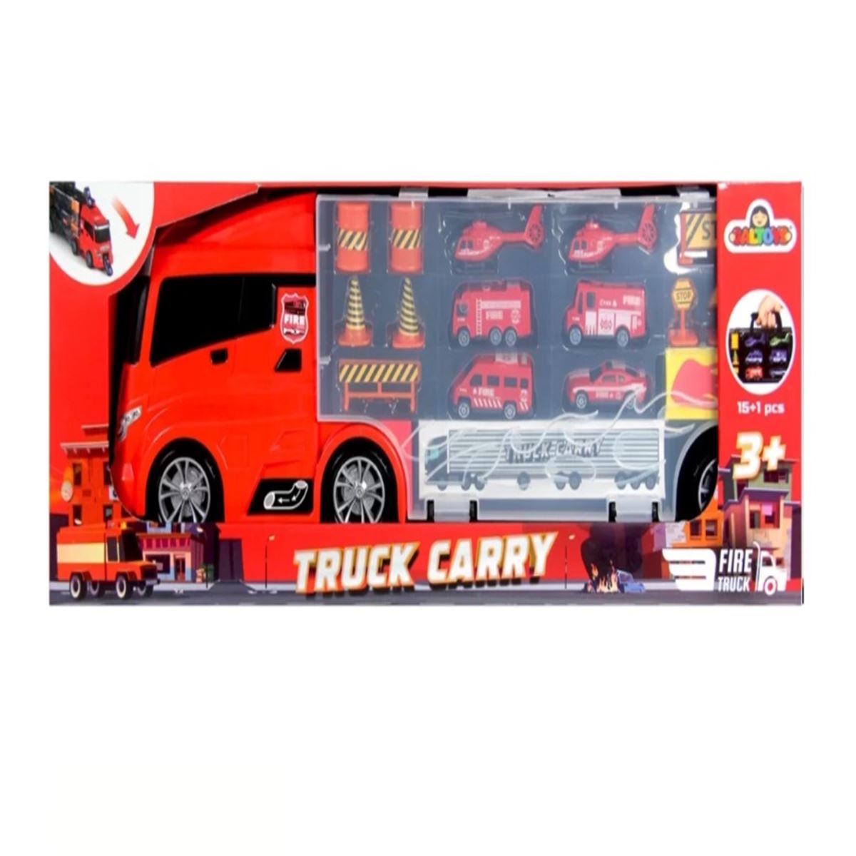 GALTOYS İTFAİYE TAŞIYICI TIR GLT-E405 TRUCK CARRY 15+1 PARÇA 3+ 1