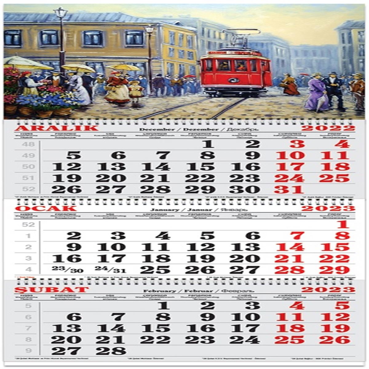 KESKİN DENİZCİ TAKVİMİ 2023 840428 SPİRALLİ JUMBO TRAMVAY 3 AYLIK 1