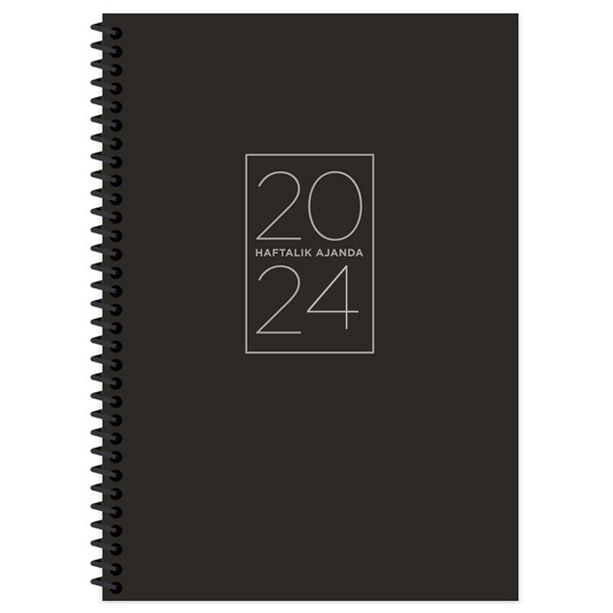 KESKİN AJANDA 2024 830621 17x24 SPİRALLİ SERT KAPAK 72 YP HAFTALIK SİYAH 1
