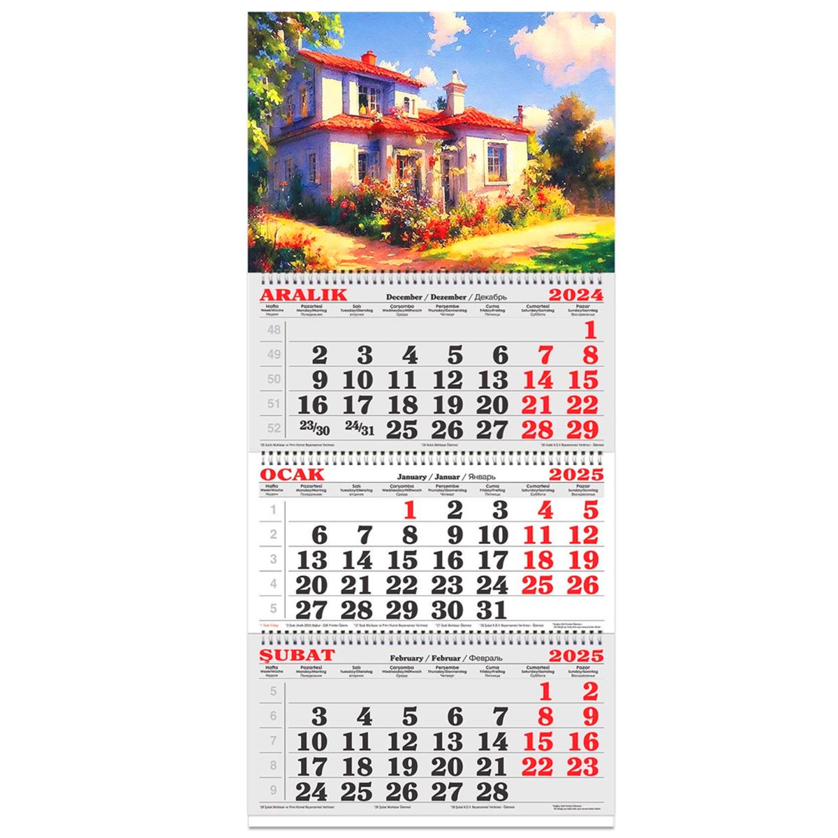 KESKİN DENİZCİ TAKVİMİ 2025 600035-99 SPİRALLİ JUMBO KIR EVİ 6 LI 1