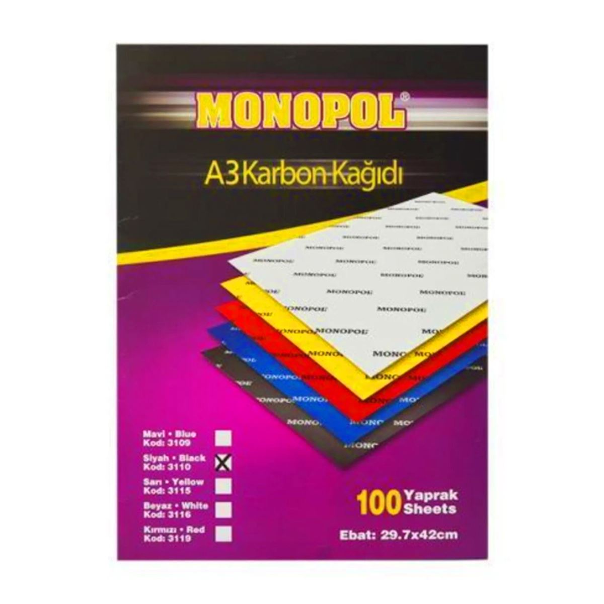 MONOPOL KARBON KAĞIDI A3 SİYAH 100 LÜ 1
