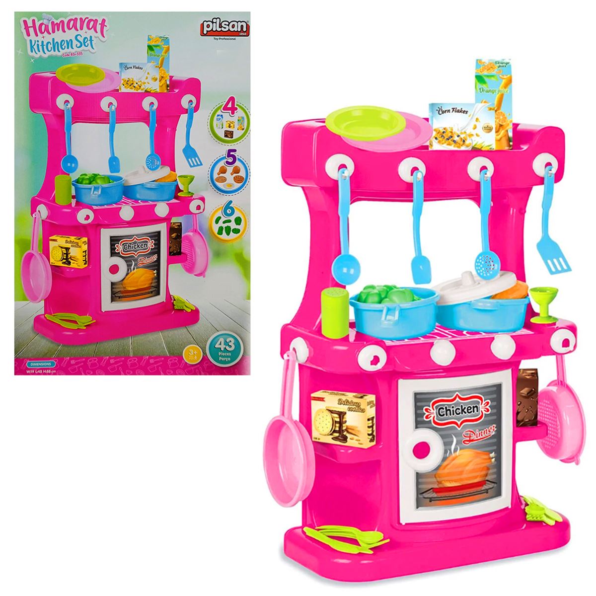 PİLSAN HAMARAT KİTCHEN SET 03-335 AYAKLI 19X43X58 CM 34 PARÇA 3+ 1