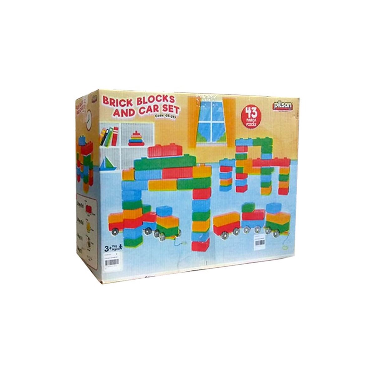 PİLSAN BRİCK BLOCKS AND CAR SET 03-251 TUĞLA BLOK ARABA TAKIMI 43 PARÇA 3+ 1