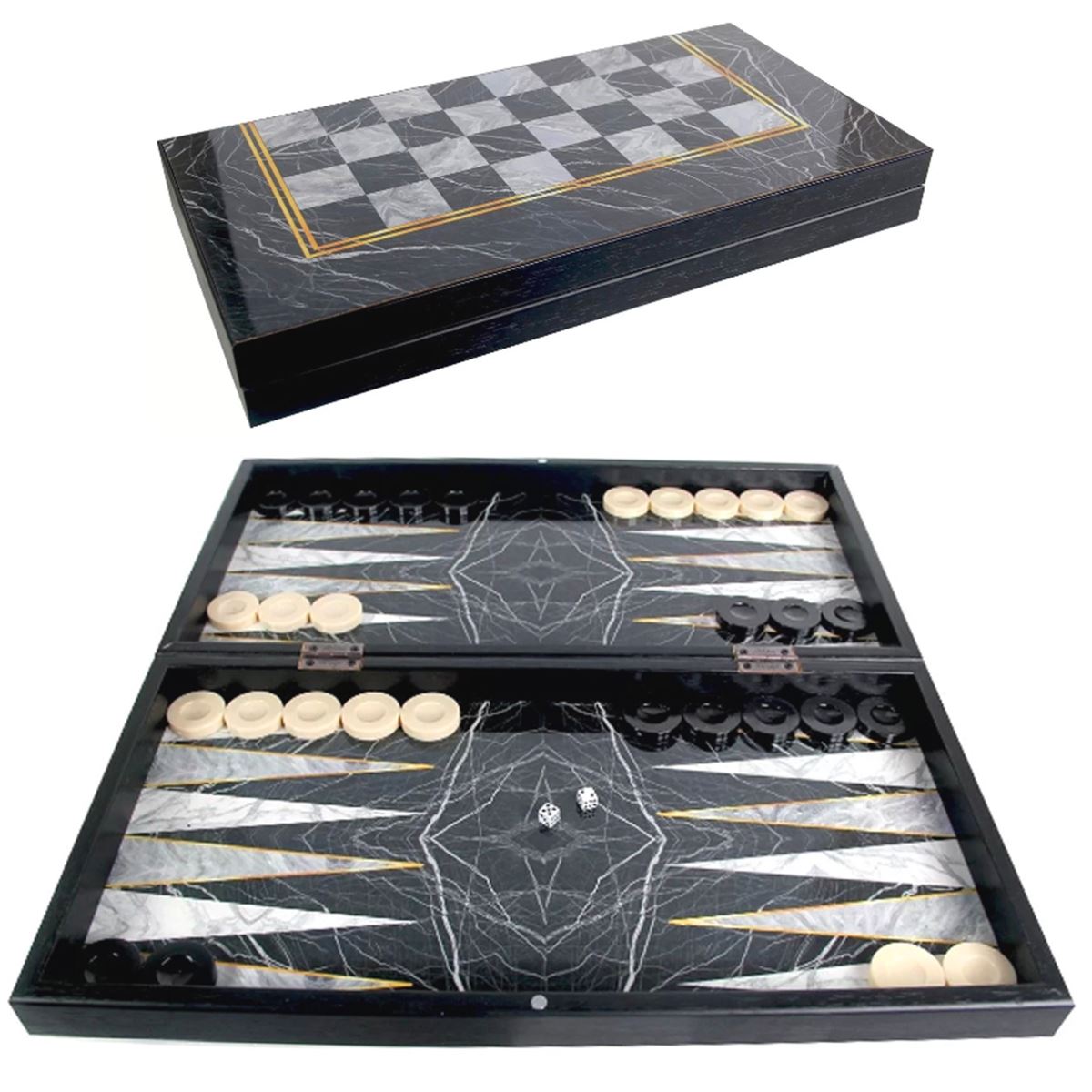 STAR TAVLA TAKIMI 1022184 CAFE TAVLA SİYAH MERMER 14+ 1