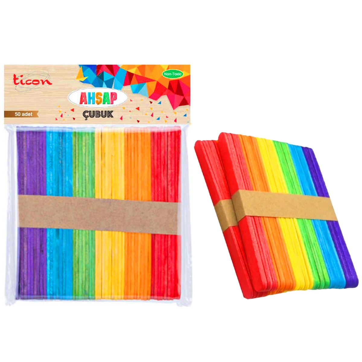 TİCON DİL ÇUBUĞU DAR RENKLİ 50 Lİ 24 PK 328586 1