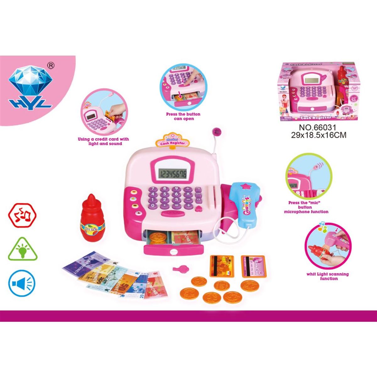 VARDEM YAZAR KASA 66031 MİKROFONLU IŞIKLI SESLİ 3+ 1