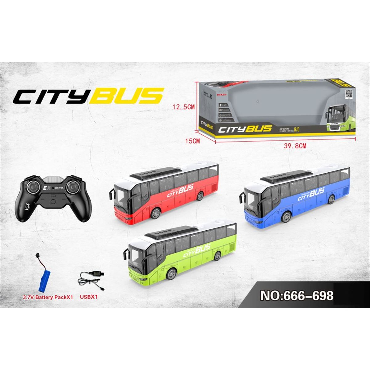 VARDEM KUMANDALI OTOBÜS 666-698 CİTYBUS ŞARJLI FONKSİYONLU 2.4GHZ 1