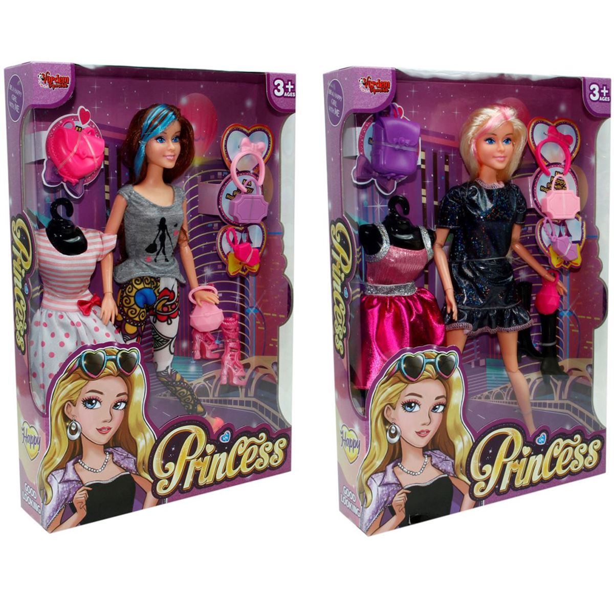 VARDEM PRİNCESS 66813 MODA BEBEK YEDEK ELBİSELİ AKSESUARLI 29 CM 3+ 1