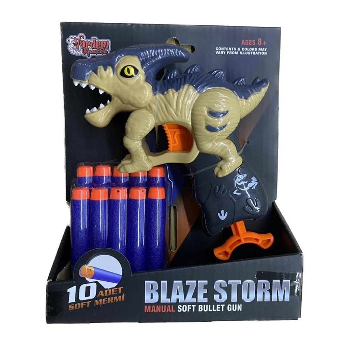 VARDEM BLAZE STORM MANUEL ZC7125-26-27-28 DİNOZOR TABANCA 10 ADET YUMUŞAK MERMİLİ 8+ 1