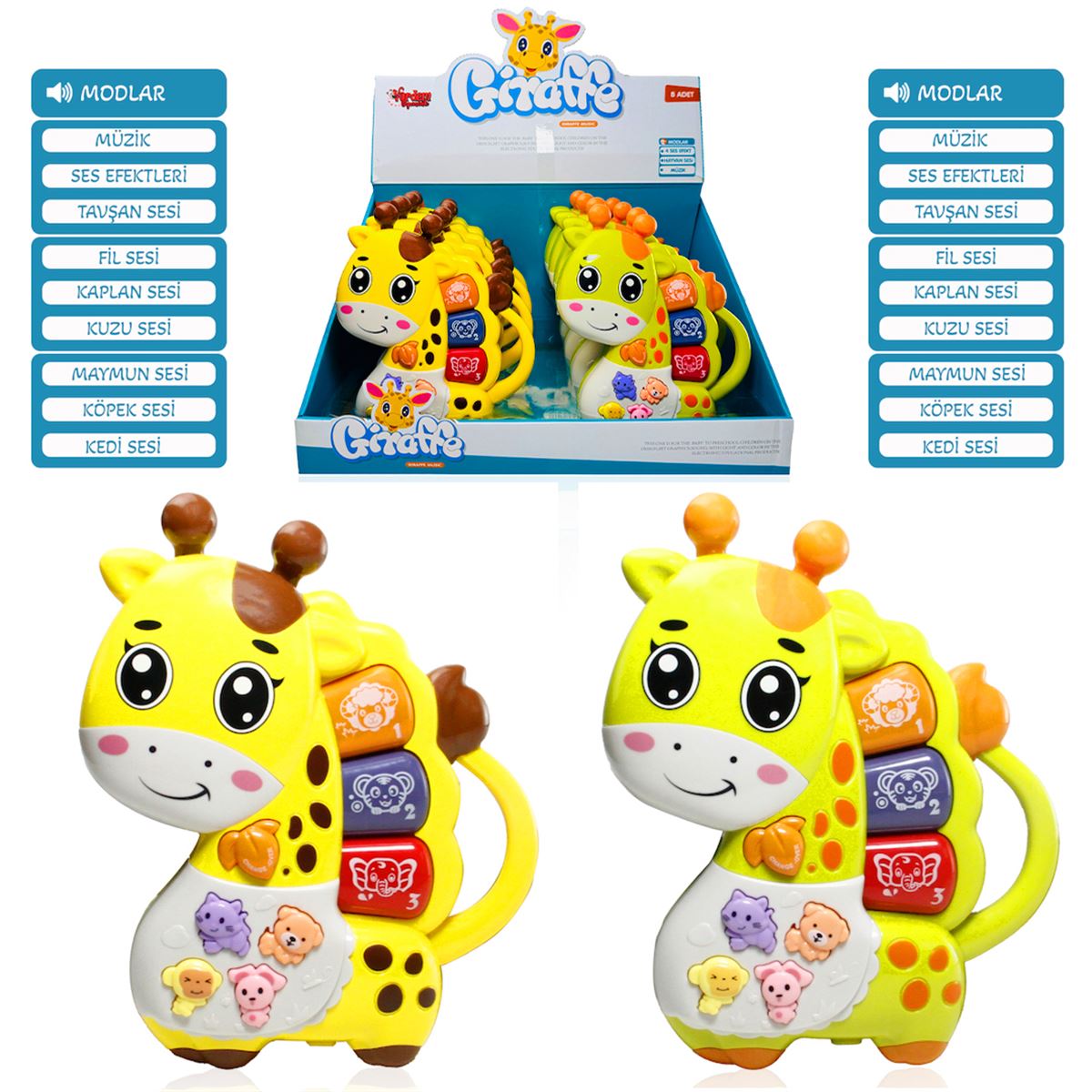 VARDEM ZÜRAFA 855-69A IŞIKLI MÜZİKLİ BEBEK PİYANOSU 8 Lİ 12M+ 1