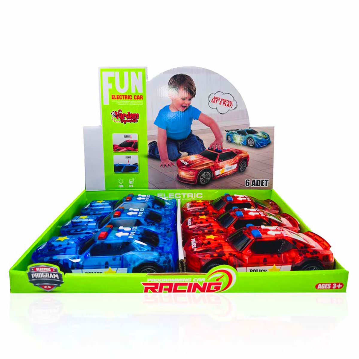 VARDEM POLİS ARABASI PD88-06 IŞIKLI SESLİ HAREKETLİ 2 RENK 6 LI 3+ 1