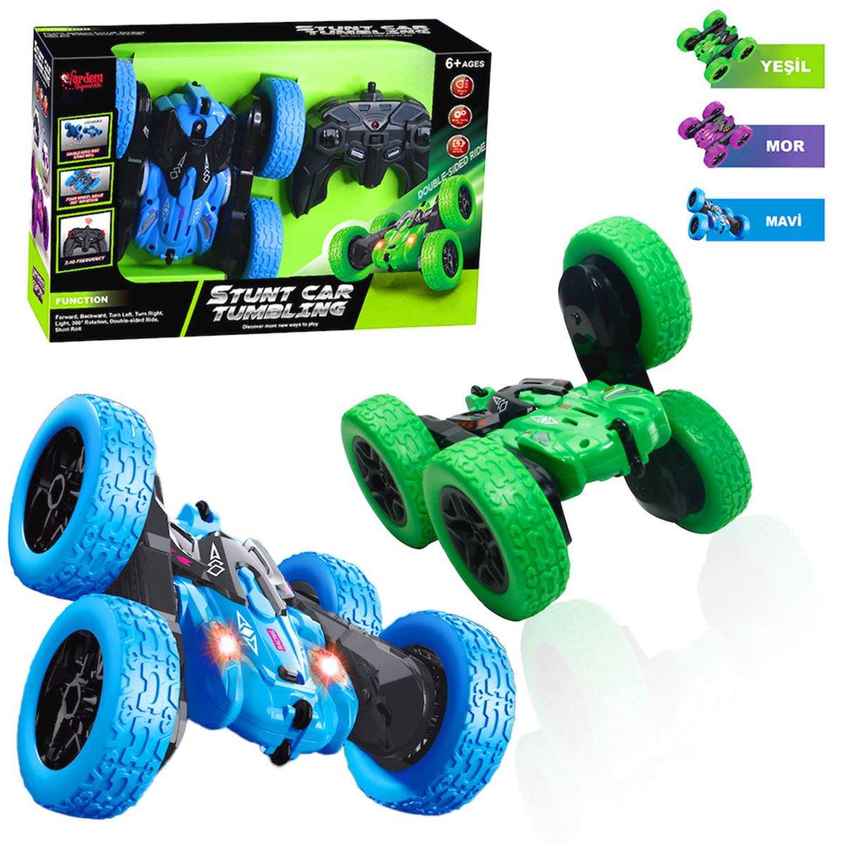 VARDEM KUMANDALI AKROBAT ARABA HG4-04 STUNT CAR TUMBLİNG F/F 2.4GHZ ŞARJLI 6+ 1