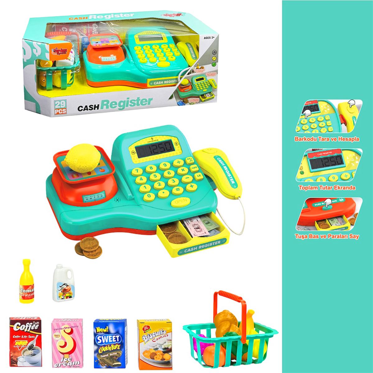 VARDEM YAZAR KASA LS820A17-8 HESAP MAKİNELİ AKSESUARLI IŞIKLI 29 PARÇA 3+ 1