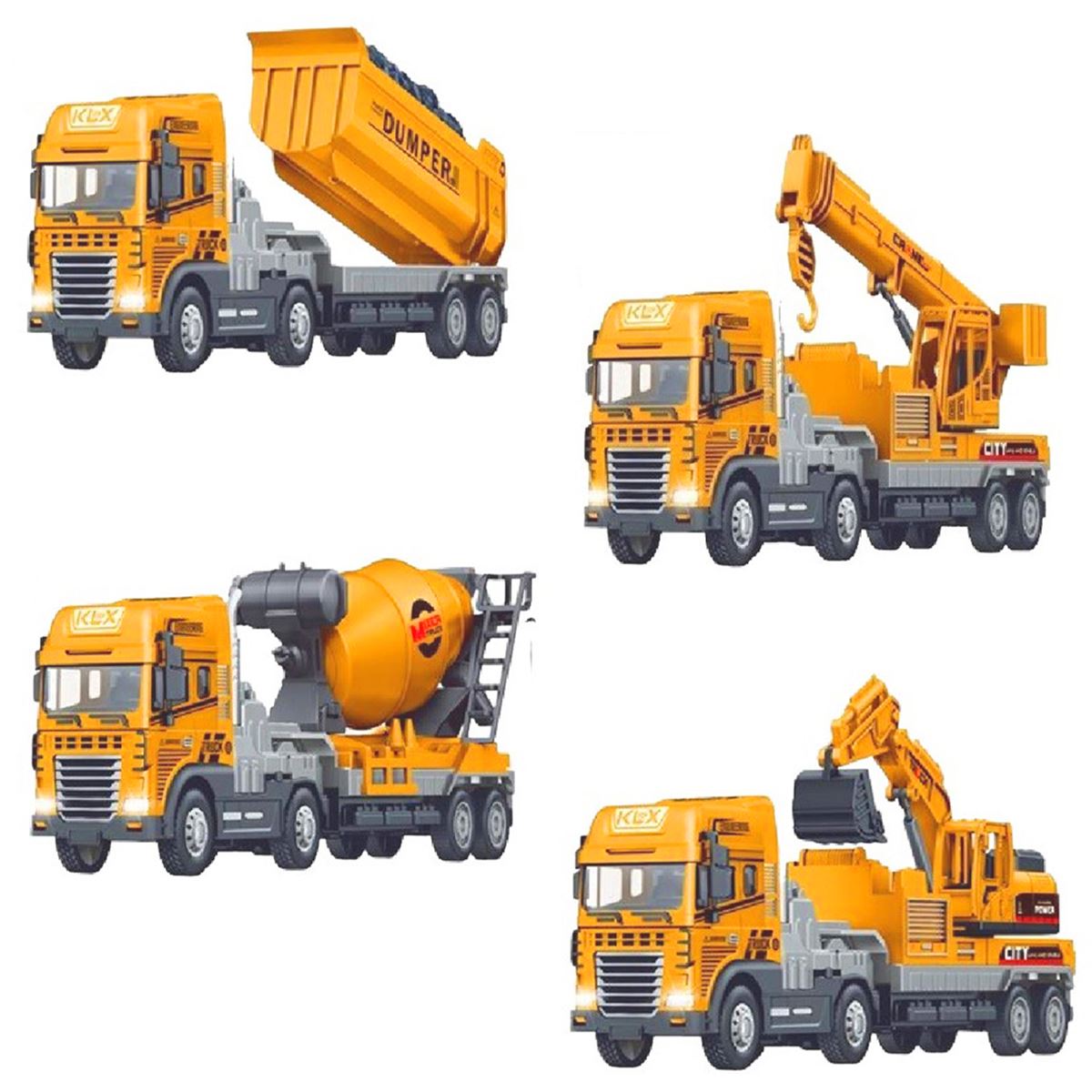 VARDEM SÜRTMELİ İNŞAAT TIRLARI KLX800-241-242-243-244 DİE CAST 1:24  SESLİ IŞIKLI 3+ 1