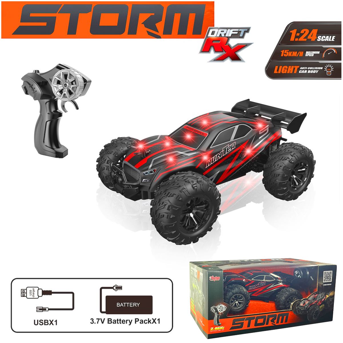 VARDEM KUMANDALI STORM OFF ROAD ARABA  666-837A F/F 2.4GHZ 1:24 IŞIKLI ŞARJLI 6+ 1