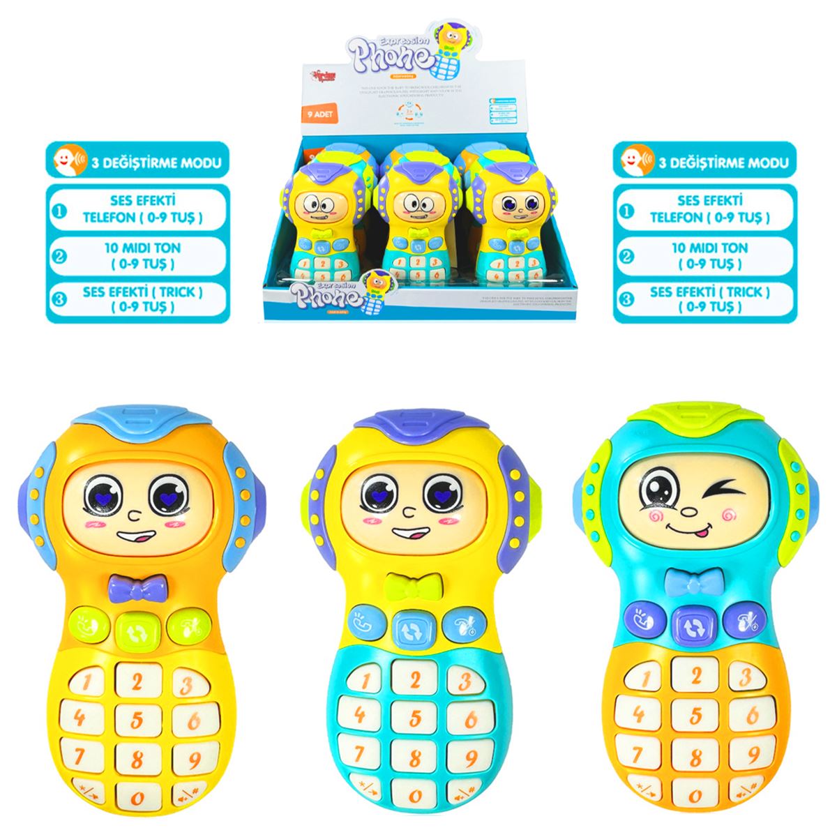 VARDEM BEBEK PİYANOSU 855-40A CEP TELEFONU IŞIKLI MÜZİKLİ 9 LU 12M+ 1