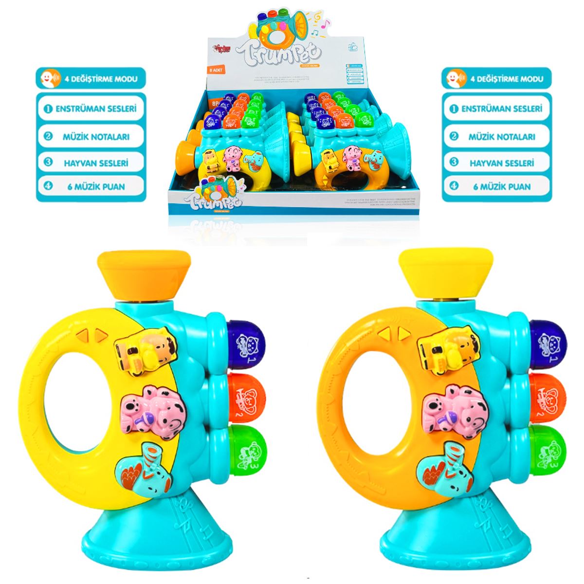 VARDEM BEBEK PİYANOSU 855-38A TROMPET IŞIKLI MÜZİKLİ 8 Lİ 12M+ 1