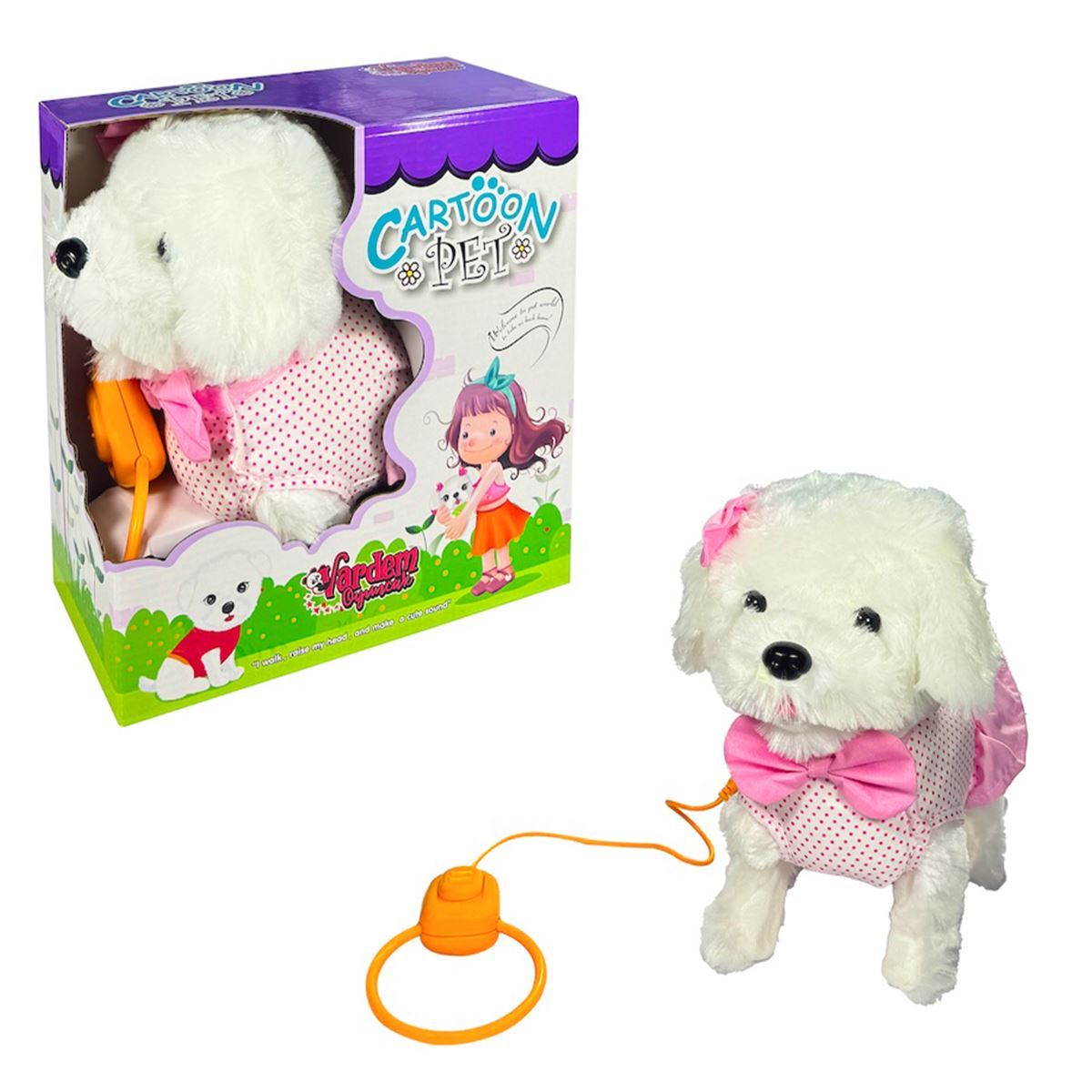 VARDEM PELÜŞ FT-B025 TASMALI YÜRÜYEN PEMBE FİYONKLU KÖPEK +24M 1
