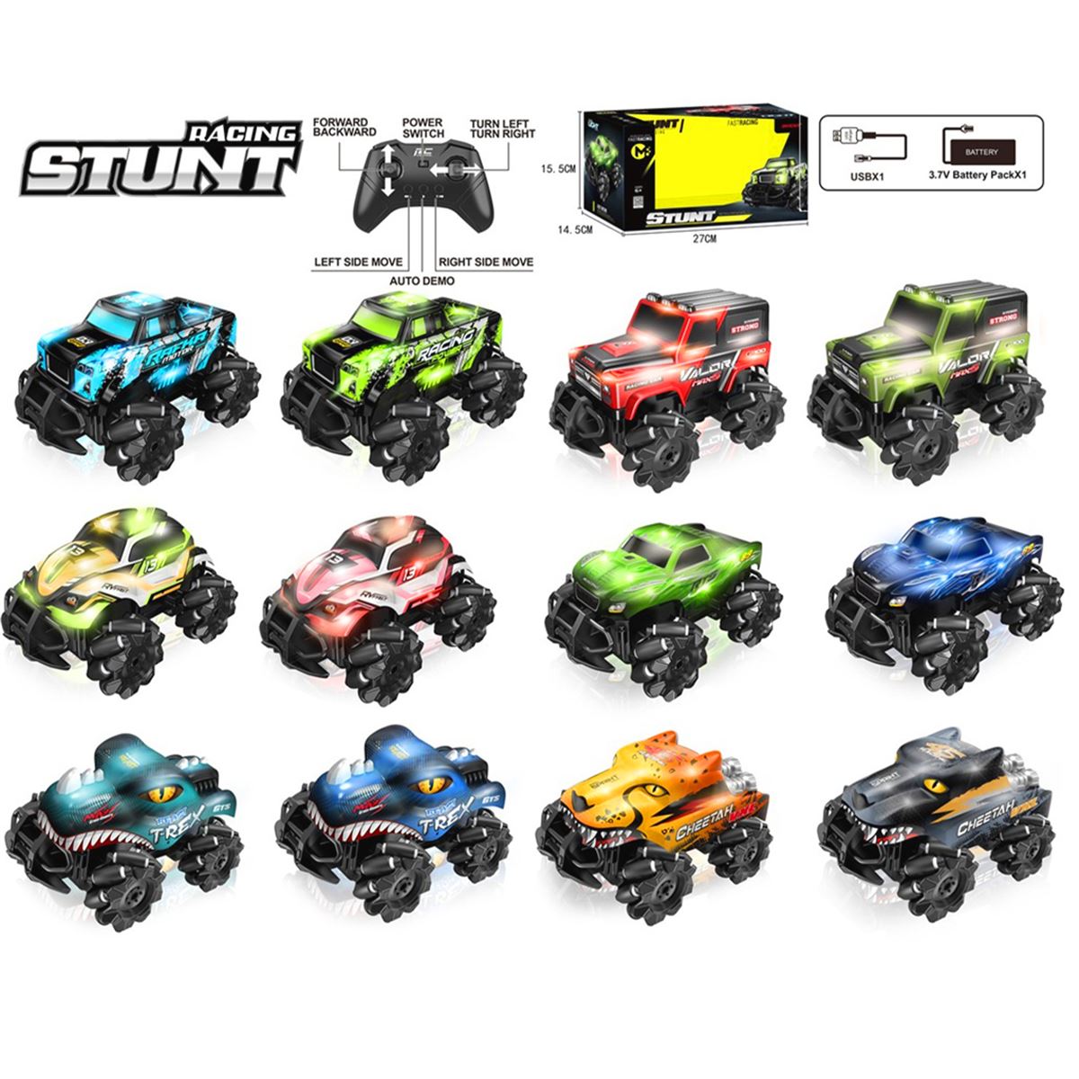 VARDEM KUMANDALI STUNT ARABA 666-842CA-3-4-5-6-7CA 4X4 F/F 2.4GHZ IŞIKLI ŞARJLI 6+ 1