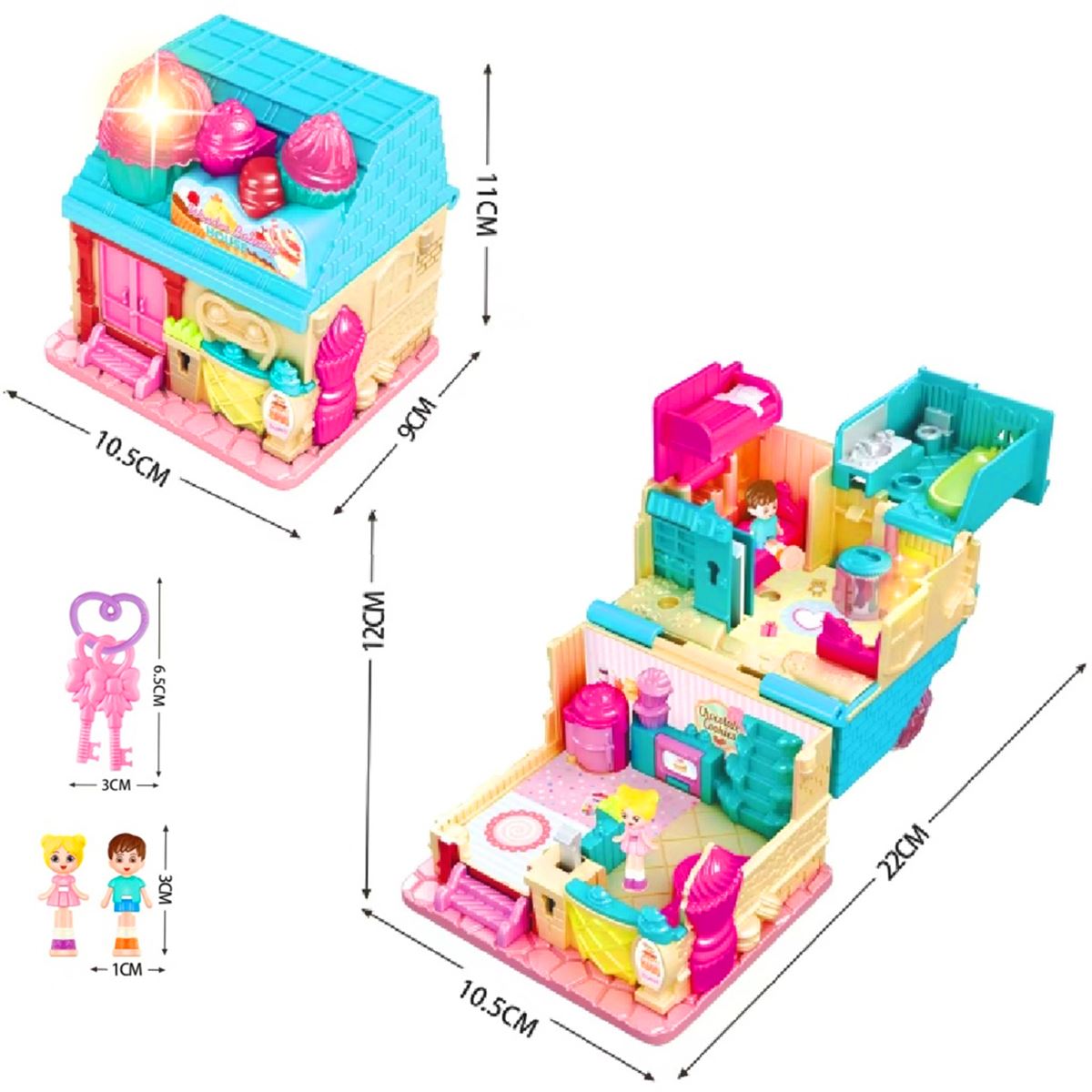 VARDEM SÜRPRİZ EV SERİSİ QF2910-11-12-13-14-15 AKSESUARLI AÇILIP KATLANIR IŞIKLI MÜZİKLİ 3+ 1