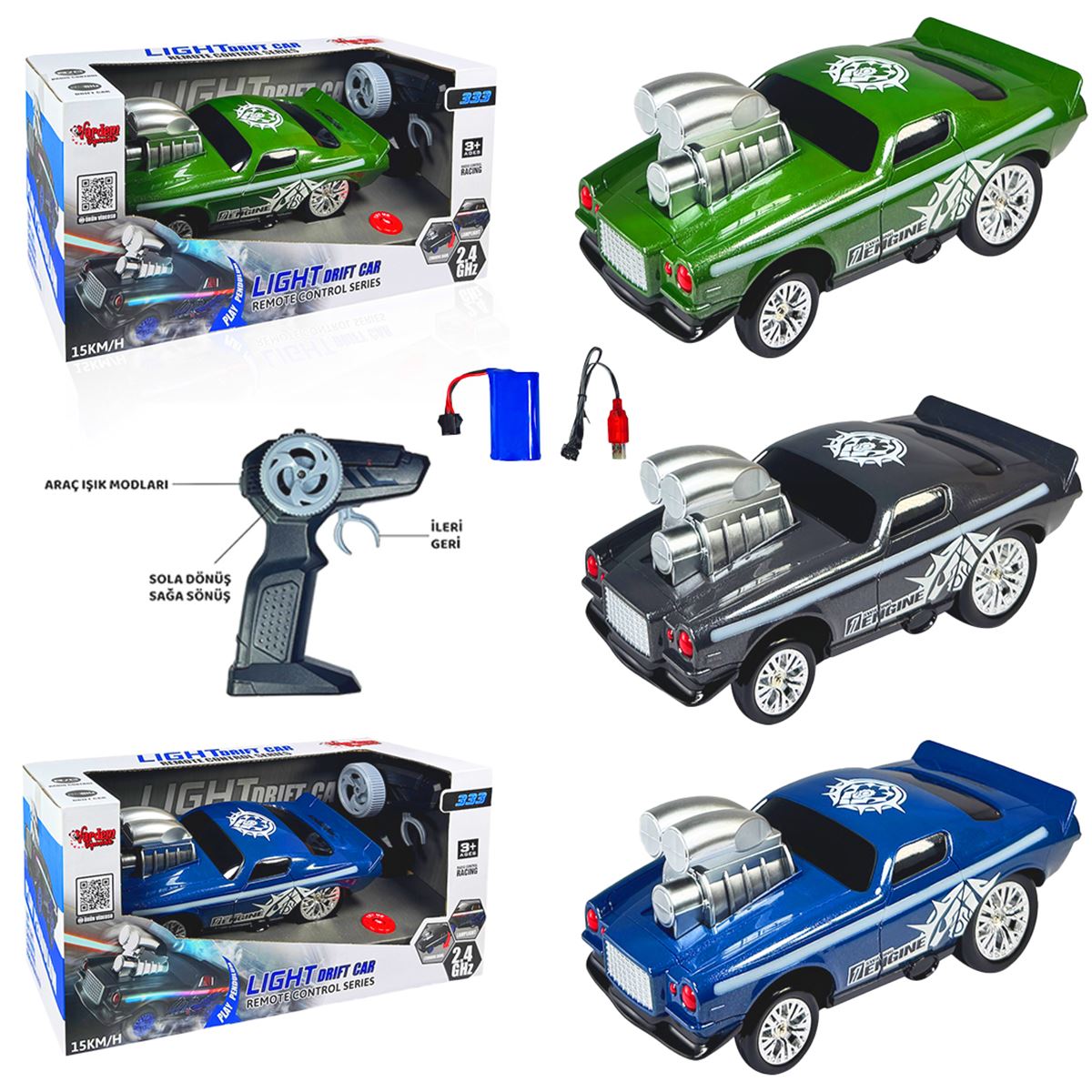 VARDEM KUMANDALI DRİFT ARABA 333-TJ4161B LİGHT DRİFT CAR F/F R/C 2.4GHZ 3+ 1