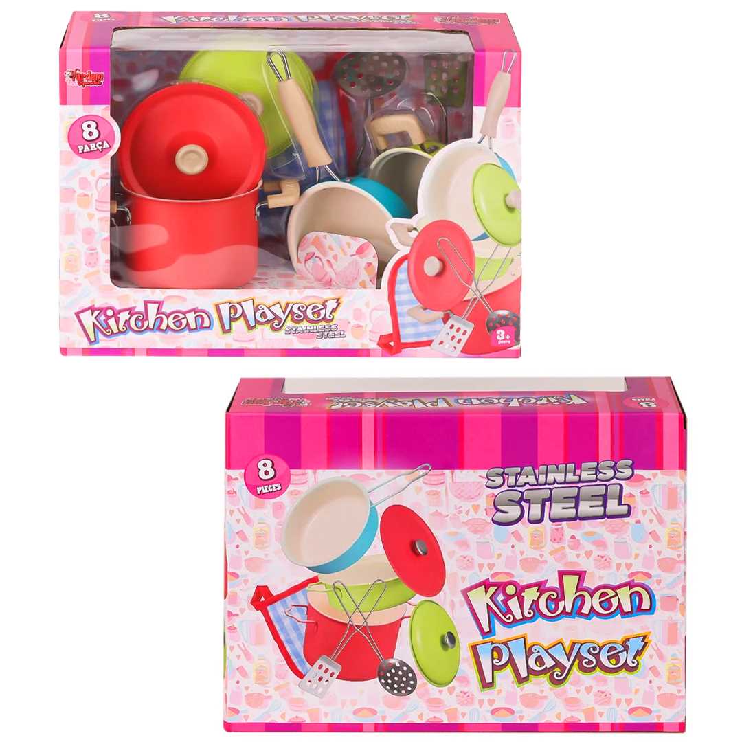 VARDEM KİTCHEN 1818-7A RENKLİ EMAYE TENCERE TAVA MUTFAK SETİ 8 PARÇA 3+ 1