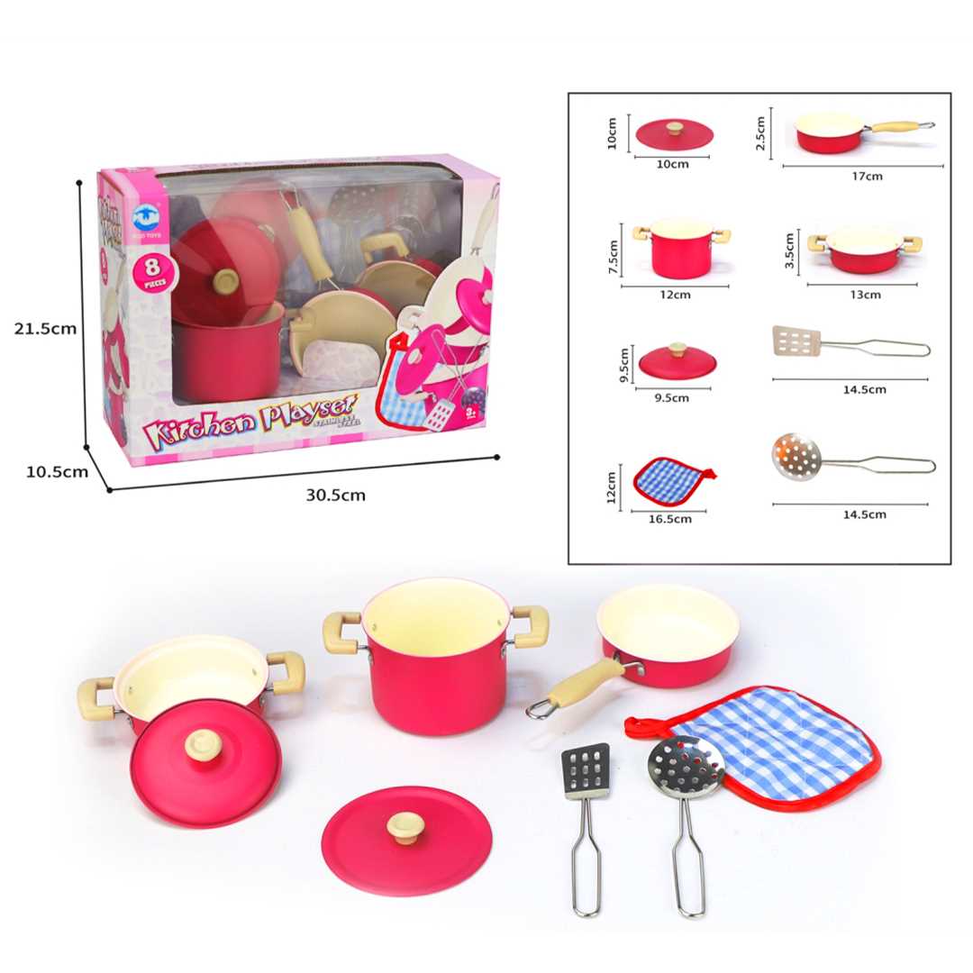 VARDEM KİTCHEN 1818-6A PEMBE EMAYE TENCERE TAVA MUTFAK SETİ 8 PARÇA 3+ 1