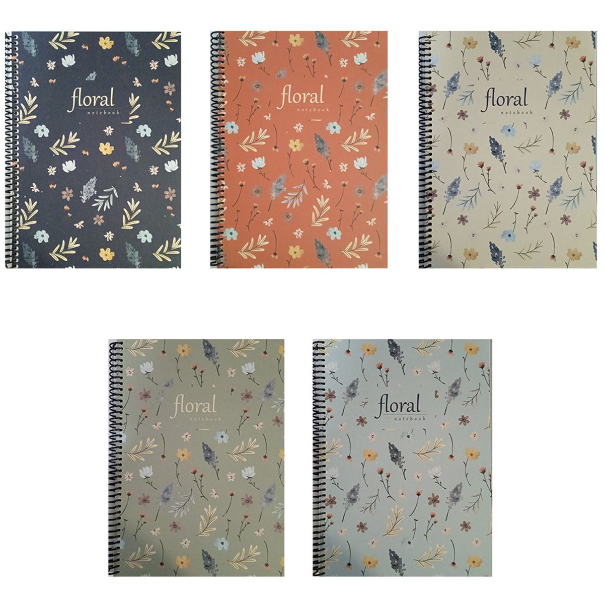 FLORAL NOT DEFTERİ 6408 19x26 SPİRALLİ  DESENLİ KARTON KAPAK 60 YP KARELİ 1